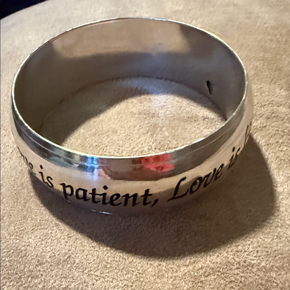 Silver tone Engraved Bangle Bracelet